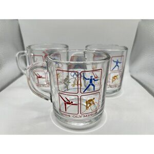 Set of 3 1984 Summer Olympics Los‎ Angeles CA McDonald's Clear Glass Coffee Mugs